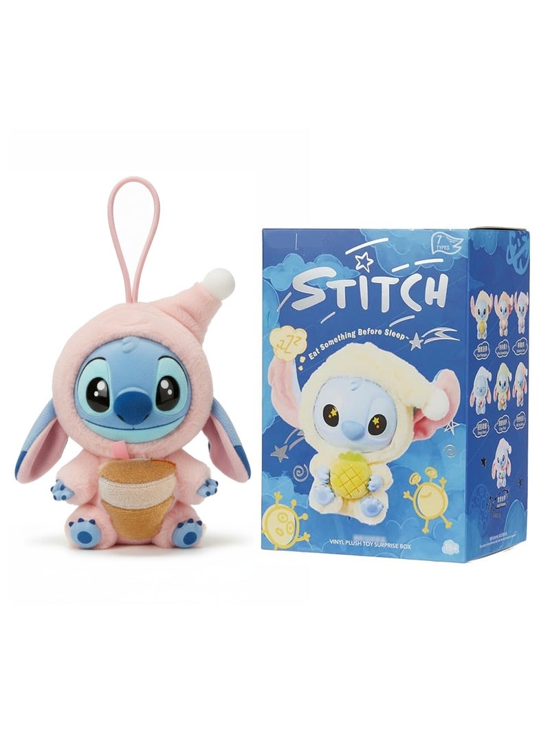 Stitch Figure Keychain Plush Doll 18cm – Cute Vinyl Face Stuffed Animal with Pink Hood & Mango | Disney Lilo & Stitch Surprise Box Series Bag Charm | Soft Hanging Toy Gift for Girls & Kids Birthday Eid Ramadan - Image 1
